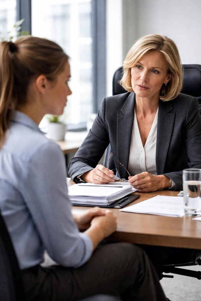 Leader listening calmly to a team member during a difficult conversation