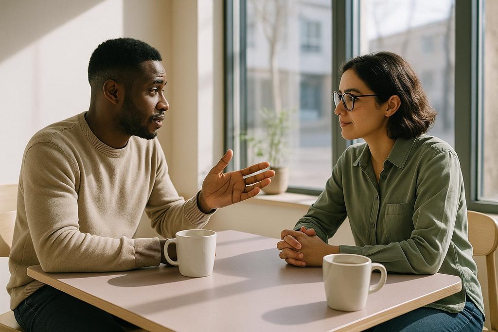 Leader and team member having an open accountability conversation