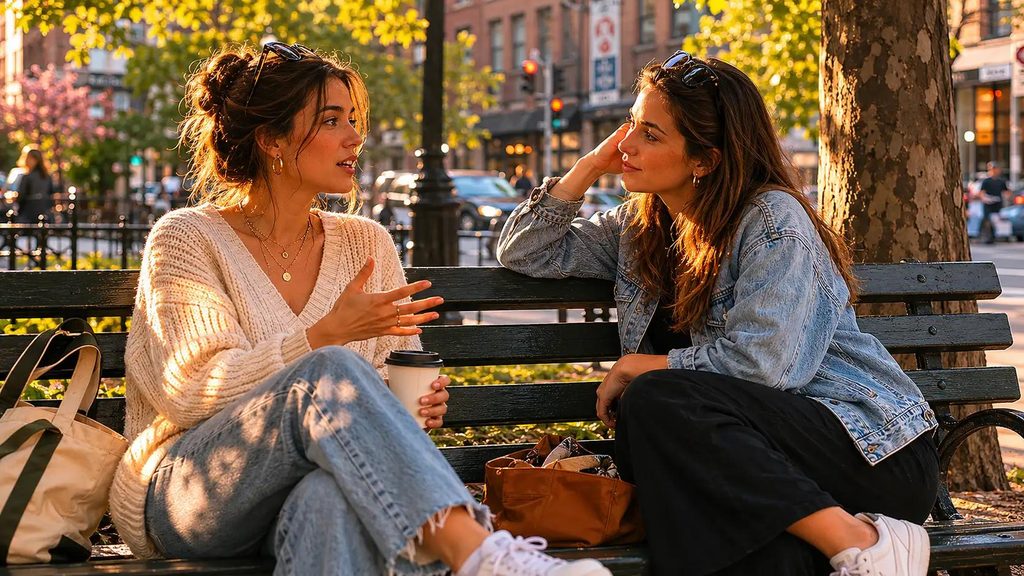 Two friends having a thoughtful conversation outdoors, demonstrating how genuine attention helps build meaningful relationships.