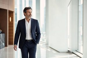 Leader walking alone in a quiet space to create room for reflection and clearer thinking.